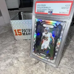 Panini 2023 Prizm Saquon Barkley White Knight Prizm /3 #225 PSA 10 Giants - Image 1