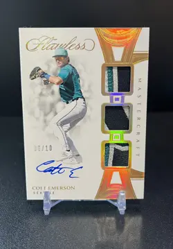 2025 Panini Flawless - Colt Emerson /10 Gold Master Craft 4-COLOR/3-PATCH Auto - Image 3