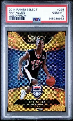 2014 Panini Select Ray Allen Gold Prizm #235 PSA 10 GEM MT Pop 3 /10 HOF - Image 1