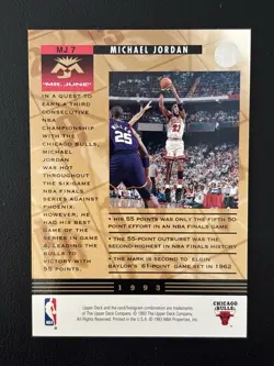 1993-94 Upper Deck Michael Jordan Mr. June Card #MJ7. Hall of Famer & The Goat - Image 2