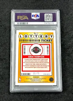 2023 Contenders Optic AMEN THOMPSON RC Lottery BLU Cracked Ice #/75 PSA 10-POP 3 - Image 5