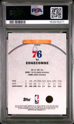 2025-26 Topps Finest - VJ Edgecombe #3 Rookie RC PSA 8 NM-MT - LOW POP - Image 2