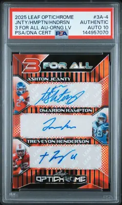💥2025 Optichrome 3 For All RC Jeanty Hampton Henderson SSP 1/1 PSA 10 Auto!💥 - Image 1