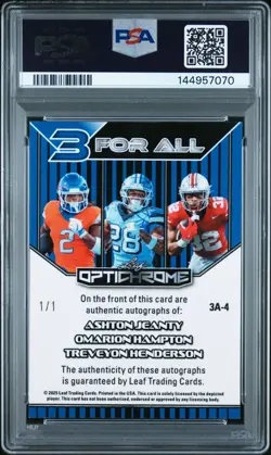 💥2025 Optichrome 3 For All RC Jeanty Hampton Henderson SSP 1/1 PSA 10 Auto!💥 - Image 3
