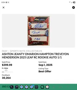 💥2025 Optichrome 3 For All RC Jeanty Hampton Henderson SSP 1/1 PSA 10 Auto!💥 - Image 5