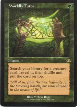 MTG: Dominaria Remastered: Retro Frame Worldly Tutor: Lightly Played Condition - Image 1