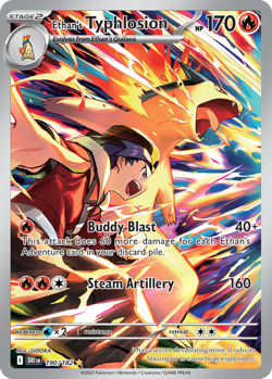 ETHAN'S TYPHLOSION 190/182 ILLUSTRATION RARE DESTINED RIVALS POKEMON HOLO NM - Image 4