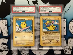 2001 WOTC POKEMON BLACK STAR PROMO FLYING & SURFING PIKACHU SEQUENTIAL PSA 8 MT - Image 1