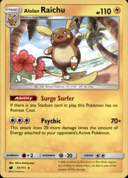 Alolan Raichu 31/111 Holo Rare Crimson Invasion Pokemon Near Mint - Image 1