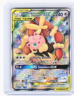 2019 Pokemon—Mega Lopunny & Jigglypuff GX 226/236 Cosmic Eclipse—Ultra Rare Holo - Image 1