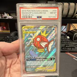 Pokemon Co. 2019 SM Team Up Magikarp & Wailord GX 161/181 TAG TEAM PSA 8 - Image 1