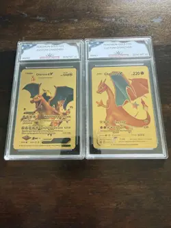 Pokemon Charizard Gold Foil TCG Fan Art Card x2 - Graded - Image 1