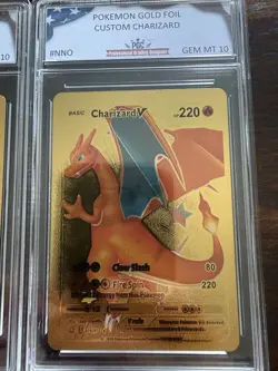 Pokemon Charizard Gold Foil TCG Fan Art Card x2 - Graded - Image 3