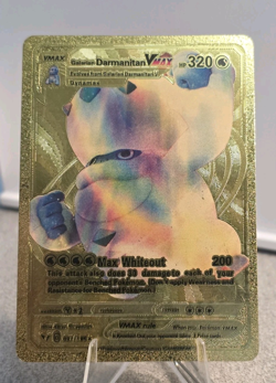 Pokemon Galarian Darmanitan VMAX Gold Foil Fan Art Collector Card TCG - Image 1