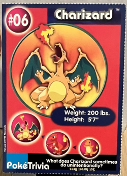 Charizard #6 Pokemon Burger King 1999 PokeTrivia Movie Card Perforated - NM - Image 1