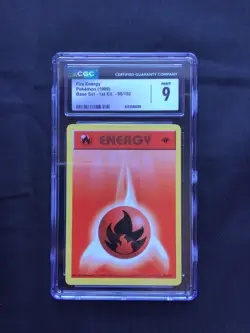 Pokemon Cards: Base Set 1st Edition Common: Fire Energy 98/102 CGC 9 - Image 1