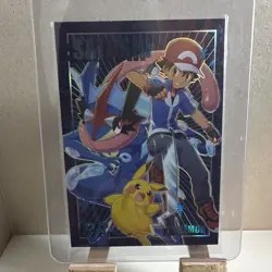 TCG Satoshi Trainer Holo Card Ash Ketchum Greninja Pikachu Special 056/888 - Image 1