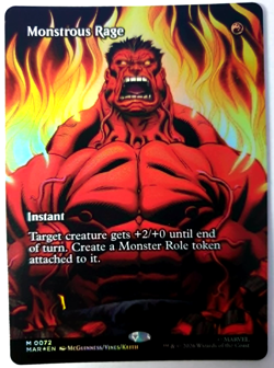 Monstrous Rage - FOIL Borderless Mythic - MTG Marvel Super Heroes MAR - 0072 NM - Image 1