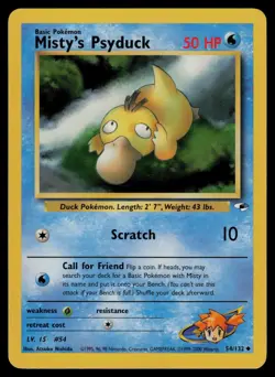 Misty's Psyduck 54/132 Uncommon Gym Heroes Pokemon Unlimited Lightly Played - Image 1