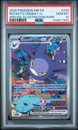 PSA 10 Team Rocket's Crobat EX 234/182 Pokemon Destined Rivals SIR Card - Image 1