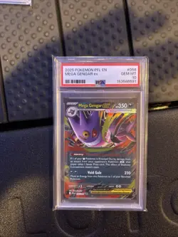 2025 POKEMON PFL EN-PHANTASMAL FLAMES 056 MEGA GENGAR EX PSA 10 x2 - Image 1