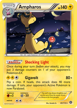 AMPHAROS 40/114 HOLO RARE STEAM SIEGE LP POKEMON - Image 3