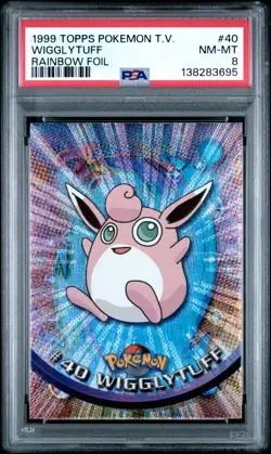 1999 TOPPS POKEMON TV RAINBOW FOIL #40 WIGGLYTUFF PSA 8 - Image 1