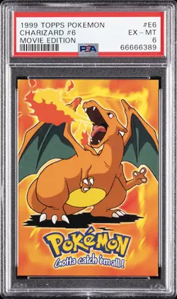 1999 TOPPS POKEMON THE MOVIE EDT #E6 CHARIZARD #6 PSA 6 - Image 1