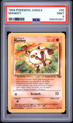 1999 POKEMON JUNGLE #55 MANKEY PSA 9 - Image 1