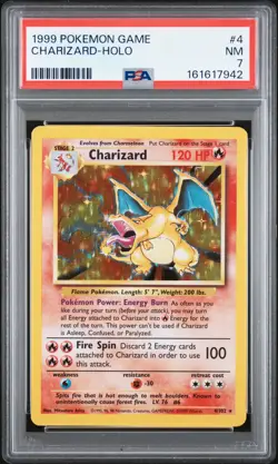 1999 Pokemon Game #4 Charizard-Holo PSA 7 - Image 1