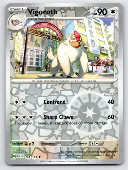 POKEMON VIGOROTH PALDEA EVOLVED 161/193 REVERSE HOLO UNCOMMON NM A1879 FREE S&H - Image 1