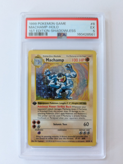 1999 POKEMON GAME 1ST EDITION SHADOWLESS #8 MACHAMP HOLO PSA 5 - Image 1