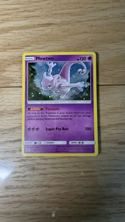 SWIRL 🌀💫 Mewtwo SM77 Black Star Promo Holo Pokemon Card LP Sun & Moon - Image 2