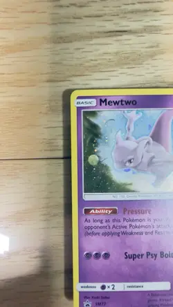 SWIRL 🌀💫 Mewtwo SM77 Black Star Promo Holo Pokemon Card LP Sun & Moon - Image 3