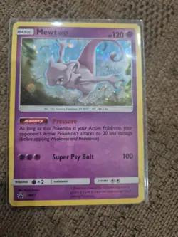 Pokemon Mewtwo SM77 Black Star Promo Card Sun Moon Rare Holo LP Condition - Image 1
