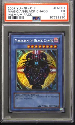 2007 YU-GI-OH! PREM PACK #EN001 MAGICIAN OF BLACK CHAOS PSA 5 - Image 1