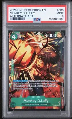 2025 ONE PIECE PRB02 EN MONKEY D. LUFFY ALTERNATE ART PSA 9 - Image 1