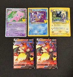 Pokemon TCG Celebrations 25th Anniversary 5-Card Lot Mew ex Charizard V Gyarados - Image 1