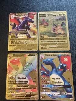 Pokemon Charizard GX Gold Foil Fan Art - 4 Cards - Image 1
