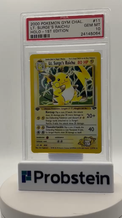 2000 Pokemon Gym Challenge Lt Surge's Raichu Holo 1st Edition PSA 10 GEM MINT - Image 2
