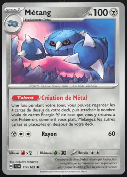 Carte Pokemon Metang 114/162 Forces Temporelles Francais - Image 1