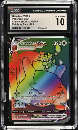 CGC 10 GEM MINT Greedent VMAX 272/264 Fusion Strike Secret Rare Full Art Pokemon - Image 1