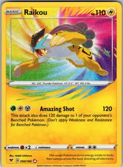 Raikou 050/185 Amazing Rare Vivid Voltage Pokemon Holo Near Mint - Image 1