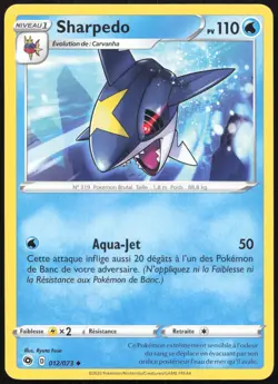 Carte Pokemon Sharpedo 012/073 La voie du Maitre Francais - Image 1