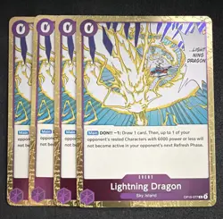 Playset Bandai One Piece TCG Lightning Dragon OP15-077 Event Purple Eng x4 - Image 1
