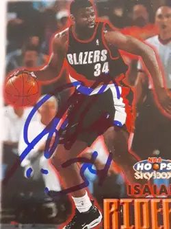 AUTOGRAPHED Isaiah Rider Portland Trail Blazers 1999-00 Hoops #130 NBA Card AUTO - Image 3