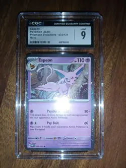 Pokemon TCG Espeon Prismatic Evolutions Holo Card 033/131 CGC Mint 9 - Image 1