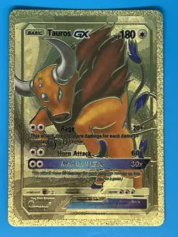 Pokemon Tauros GX - Gold Foil Fan Art Card - Image 1