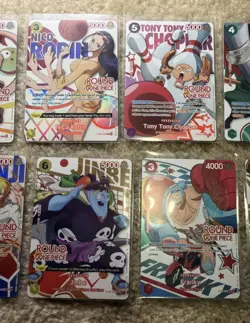 Round 1 One Piece Card Complete Set Of 10 English Promo Card Set in hand. - Image 4