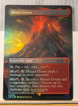 Mtg MOUNT DOOM BORDERLESS FOIL NM LTR 0343 -Argo- - Image 1